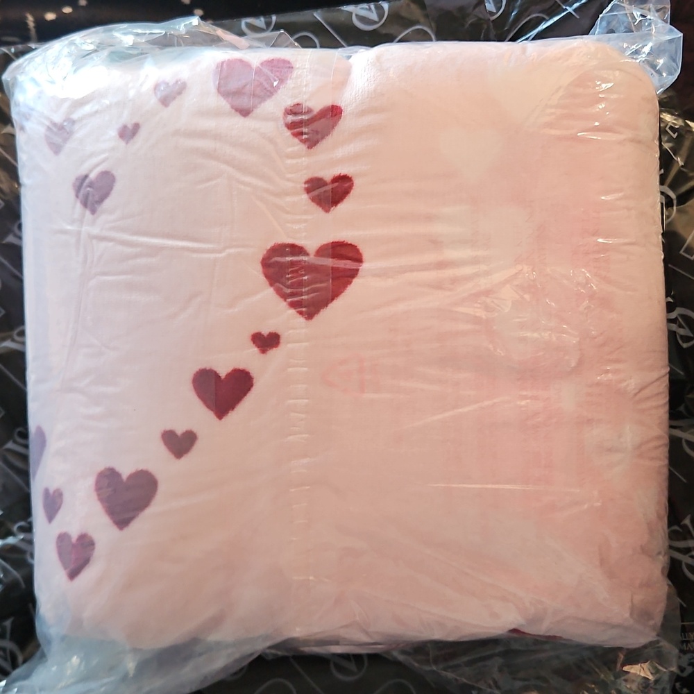Victoria's Secret Valentines Cozy Fleece Throw Blanket NEW Pink & Red Hearts - Picture 8 of 9